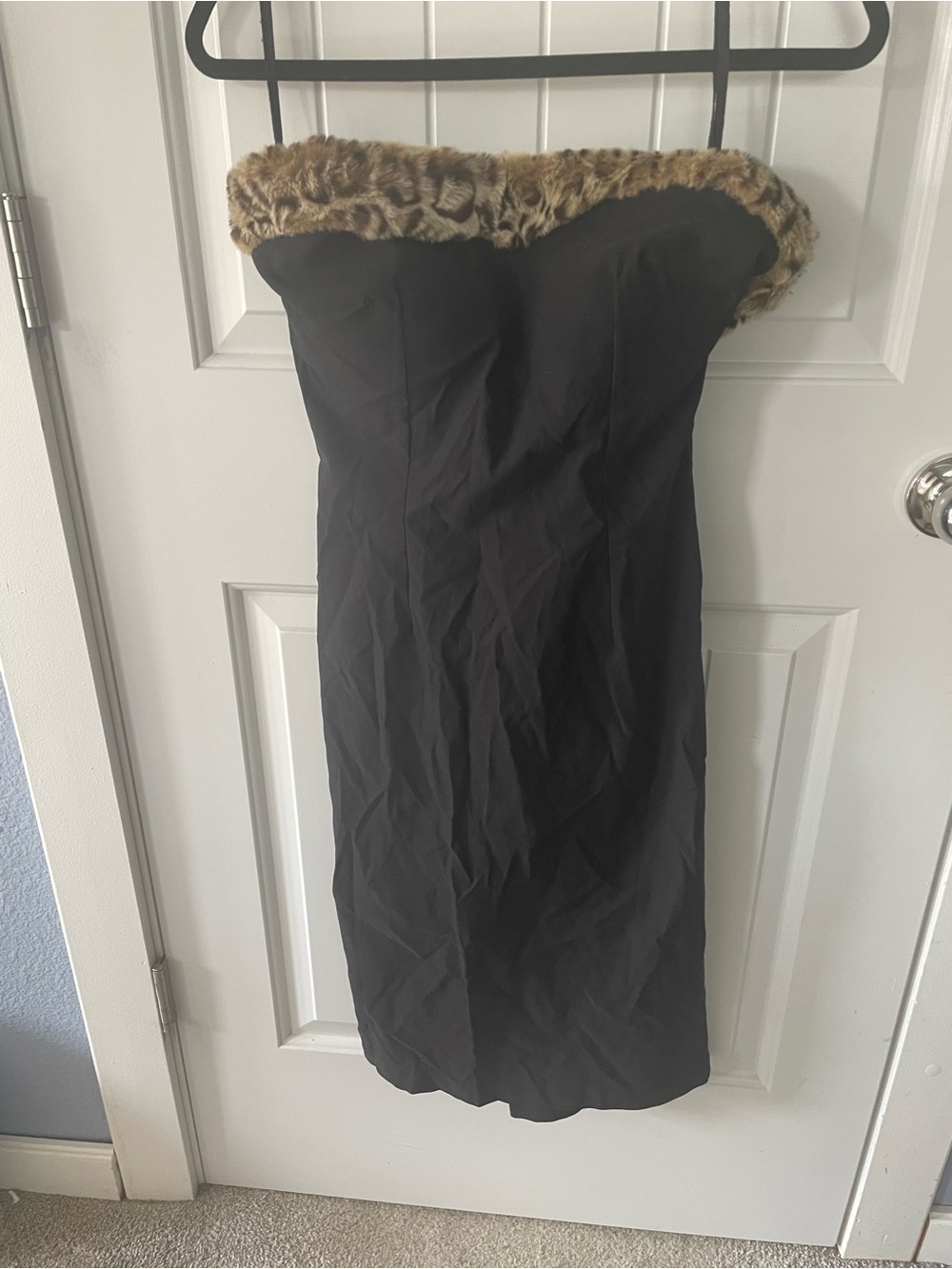 Pinup Couture Black Strapless Wiggle Dress with Leopard Trim Stephanie dress - Picture 3 of 7